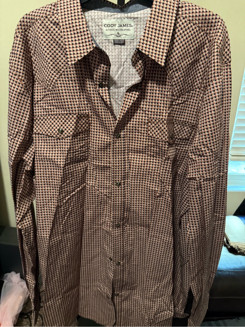 Cody James Men’s Tan & Black Checked Button-Down Shirt